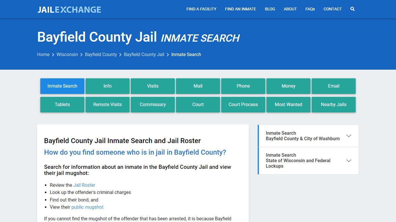 Inmate Search: Roster & Mugshots - Bayfield County Jail, WI