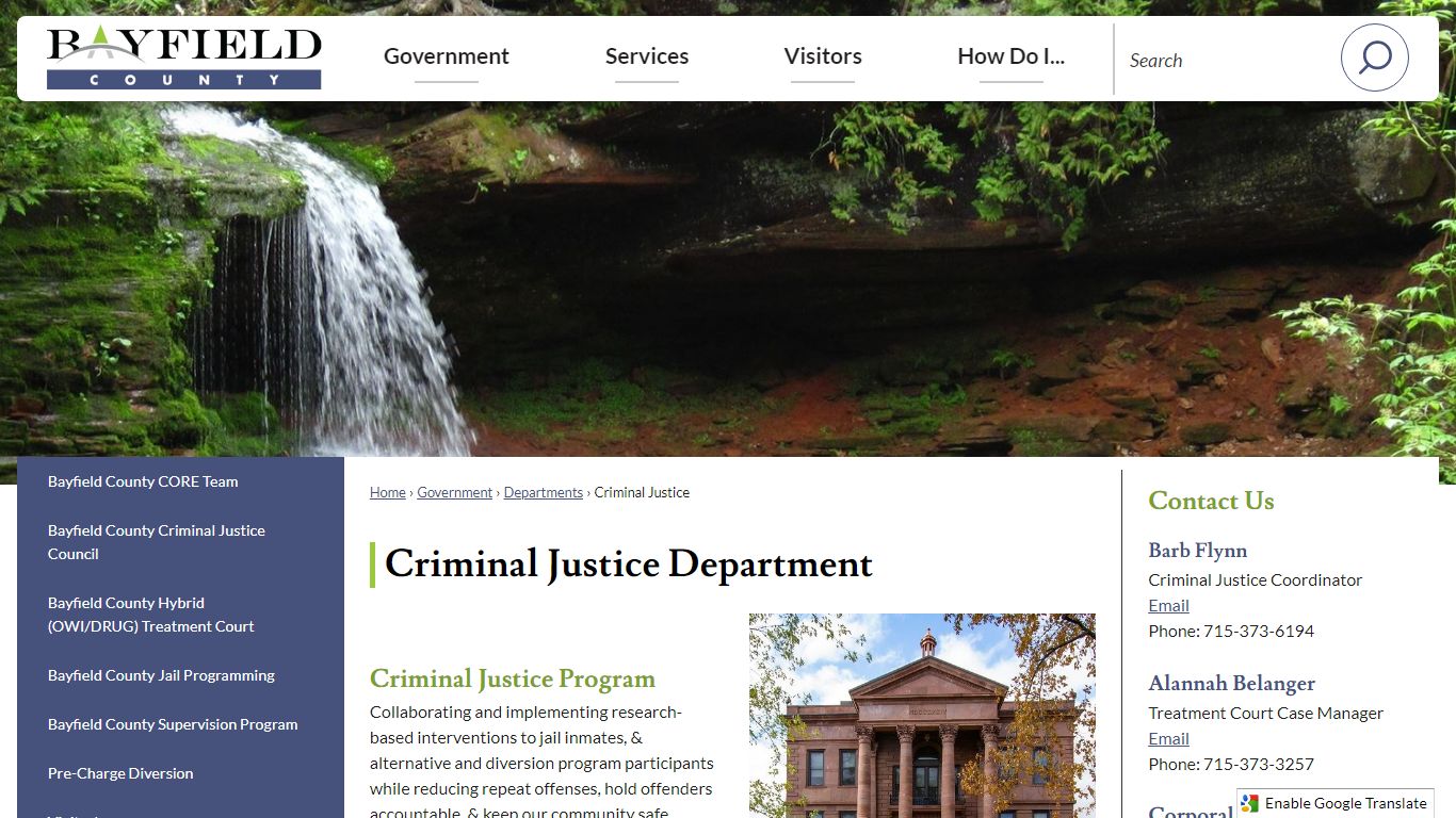 Criminal Justice Department | Bayfield County, WI - Wisconsin