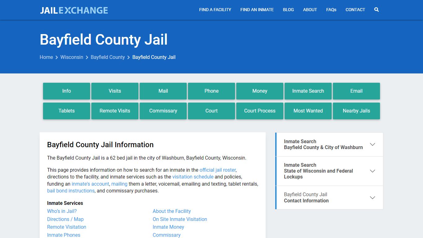 Bayfield County Jail, WI Inmate Search, Information